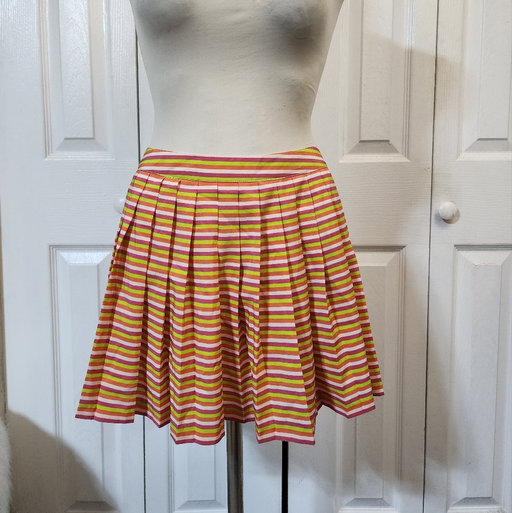 Lacoste Multicolor Striped Pleated Flare Mini Skirt Size 42 (10/12 US)